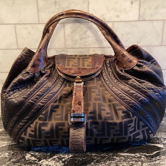 Authentic Fendi Borsa Spy Zucca Nappa Tobacco - Picture 2 of 11